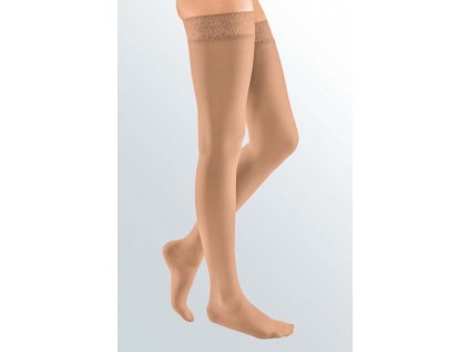 compression stockings thigh length with topband mediven elegance bronze