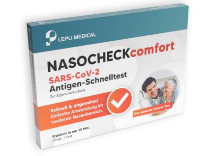 Antigenní test Covid-19 z nosu Nasocheck comfort Lepu Medical 150 ks