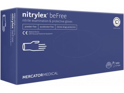 Rukavice nitrilové Mercator Medical Nitrylex BeFree, 100 ks, modré, nepudrované