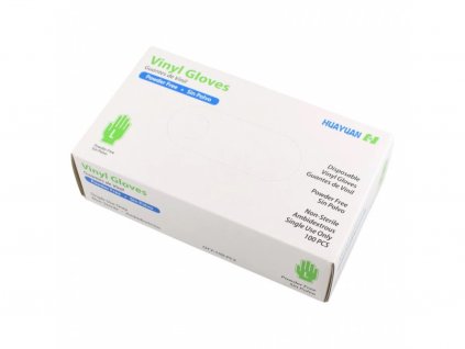 Huayuan rukavice vinylové 100 ks, transparentní, nepudrované