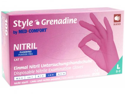 Rukavice nitrilové Style Grenadine, 100 ks, růžové, nepudrované