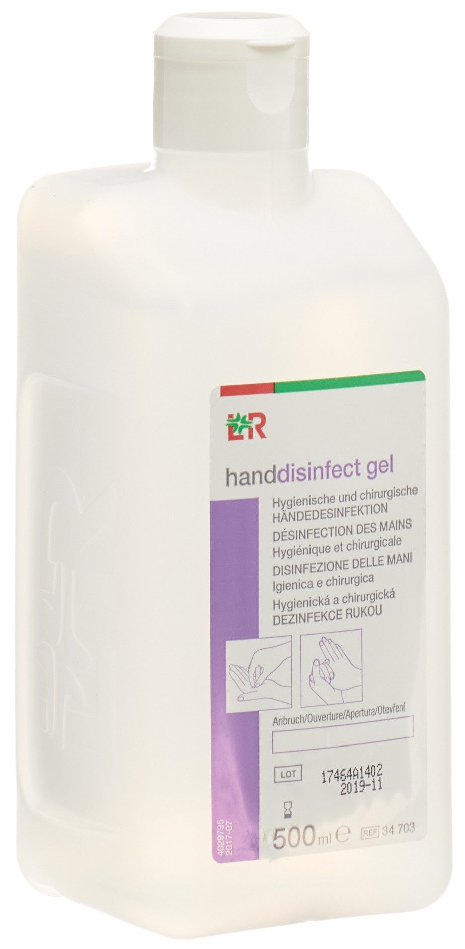 Levně L&R Dezinfekce na ruce Handdisinfect gel 500 ml