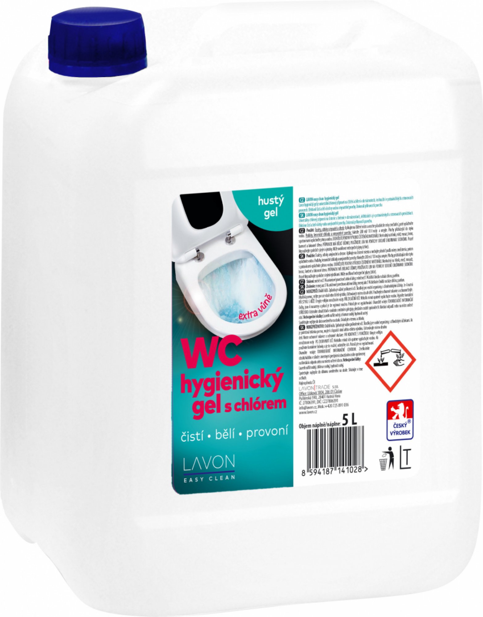 Lavon WC hygienický gel s chlórem 5 l
