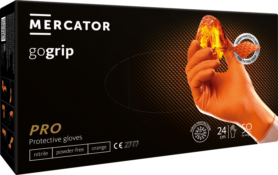 Levně Mercator Medical gogrip jednorázové nitrilové orange 50 ks Rozměr: M