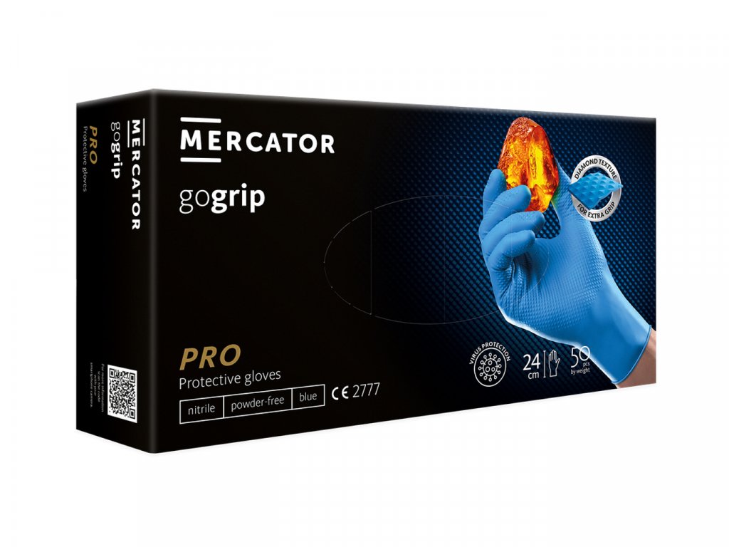 Mercator Medical Gogrip rukavice nitrilové 50 ks, modré, nepudrované