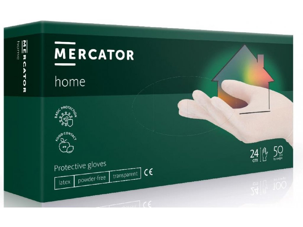 Levně Rukavice Latexové Mercator Medical home, 50 ks, bílá, nepudrované Rozměr: XL