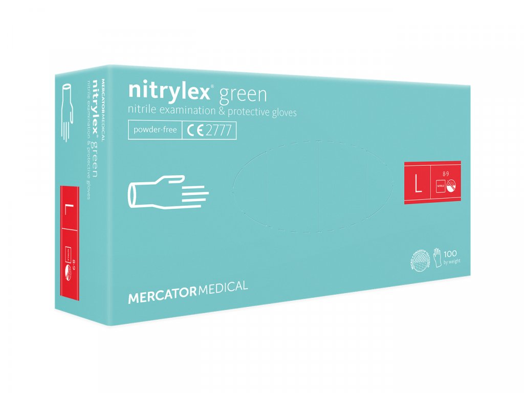 Levně MERCATOR MEDICAL NITRYLEX GREEN 100 ks Rozměr: L