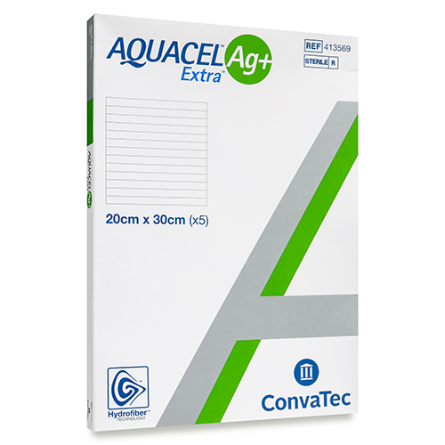 Levně Convatec Aquacel Ag+ Extra krytí s technologií hydrofiber a se stříbrem, 5 ks Rozměr: 20x30 cm