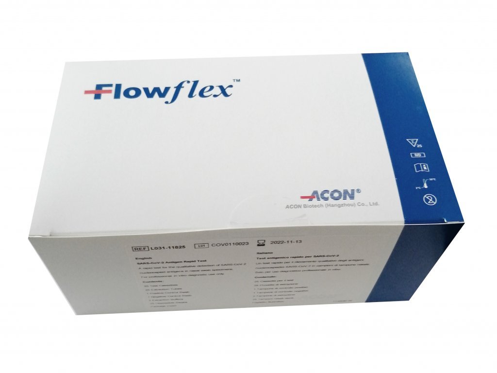 Levně ACON Biotech (Hangzhou) Co., Ltd. Antigenní test Flowflex 20 ks, z nosu