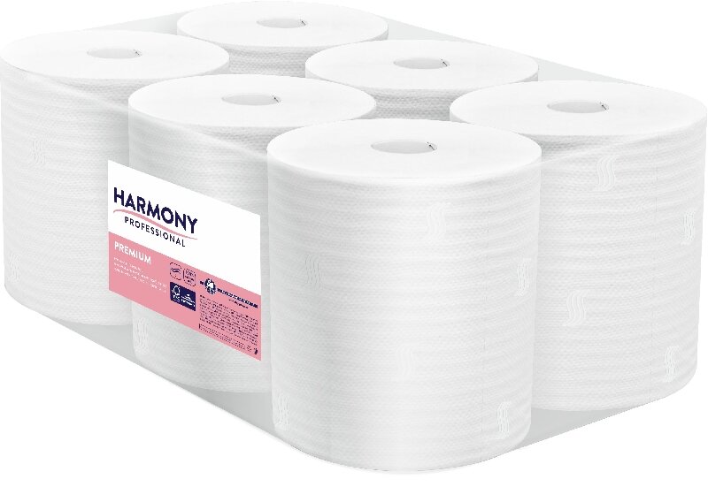 Papírové ručníky Harmony Autocut, 2vr., celulóza, 6 rolí, bílé, 150 m, 4269-33