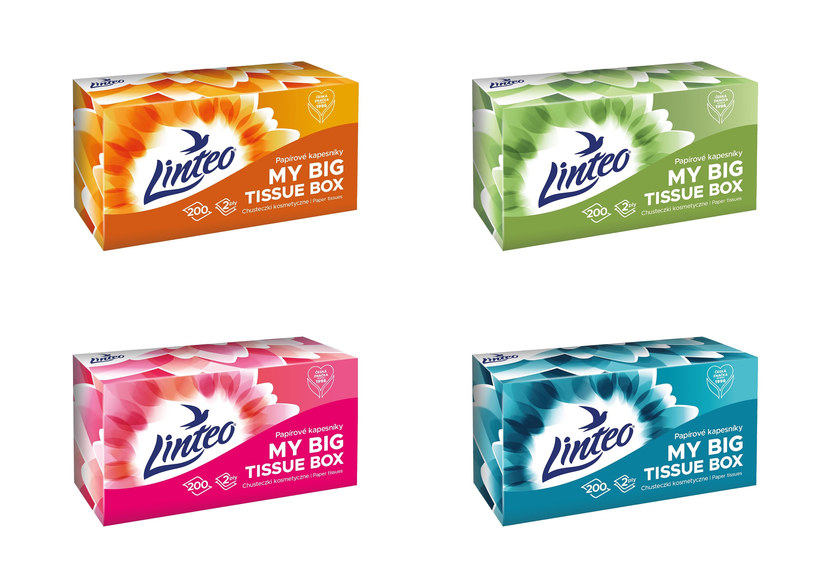 Linteo papírové kapesníky, bílé, 2-vrstvé, 200 ks