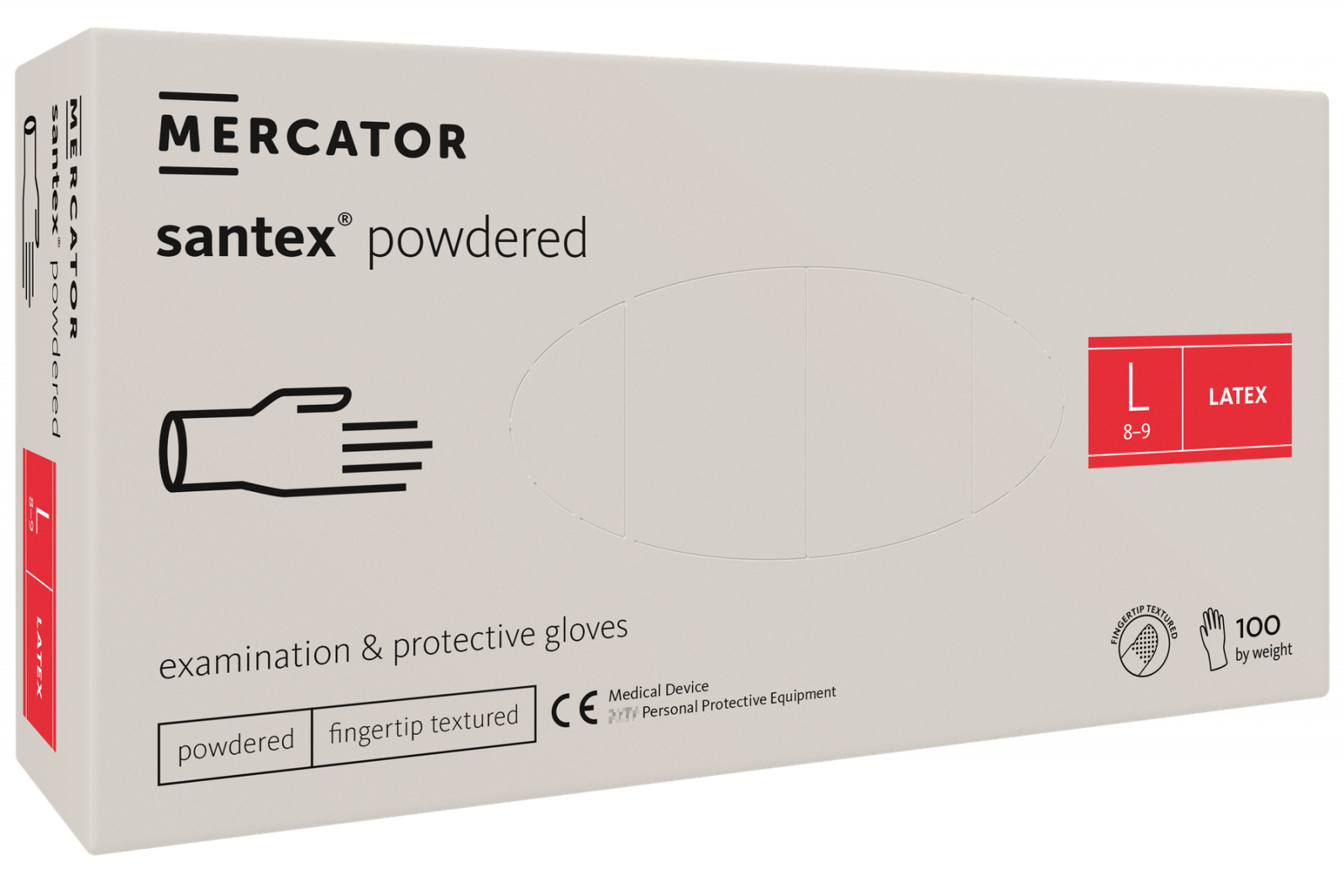 Levně Rukavice latexové Mercator Medical Santex powdered, 100 ks, krémové, pudrované