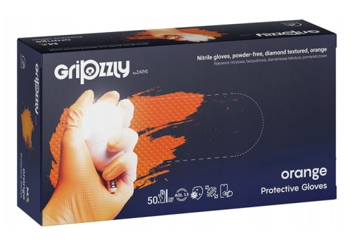 Levně Zarys Gripzzly rukavice nitrilové 50 ks, oranžové, nepudrované