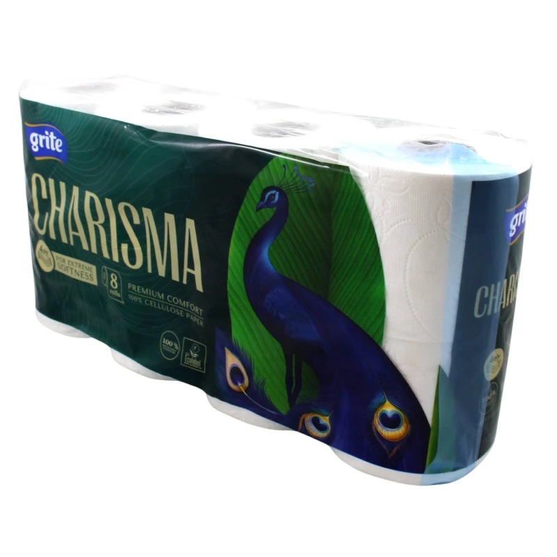Toaletní papír GRITE CHARISMA, 8 rolí, 4 vrs., bílý
