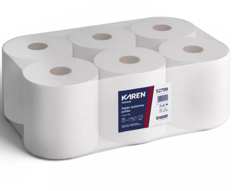 Levně Toaletní papír Jumbo KAREN Premium, 12 rolí, 100 m, 2 vrs., bílý