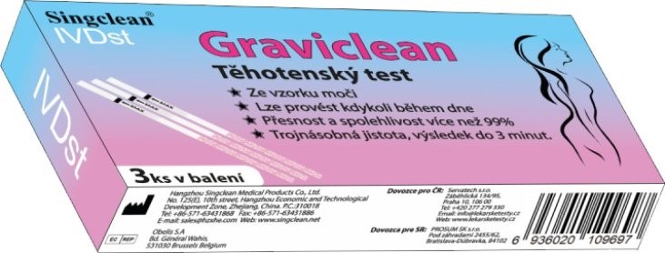 Levně Graviclean těhotenský test proužky 3 ks