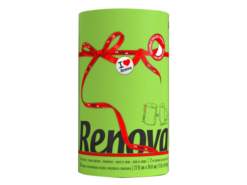 Levně RENOVA Papírové kuchyňské utěrky RENOVA, 1 role, 2 vrst., barevné Barva: Zelená