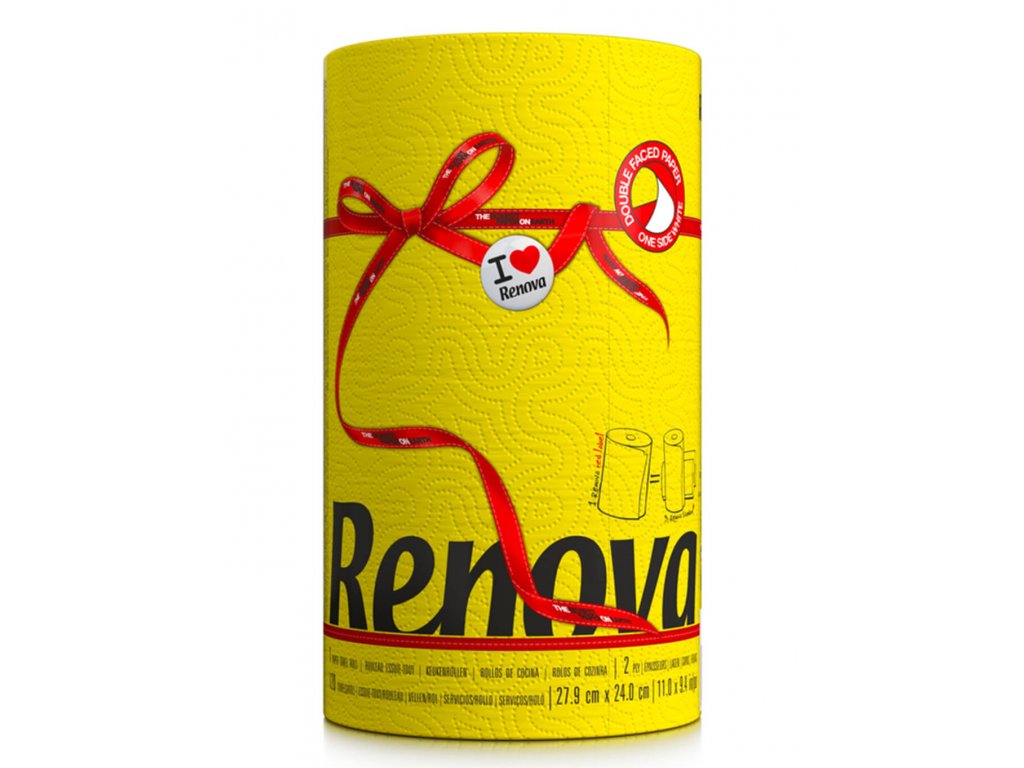 Levně Papírové kuchyňské utěrky RENOVA, 1 role, 2 vrst., barevné Barva: Žlutá