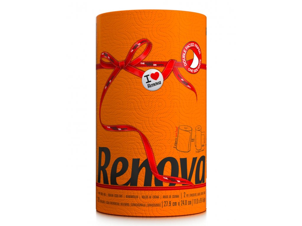 Levně Papírové kuchyňské utěrky RENOVA, 1 role, 2 vrst., barevné Barva: Oranžová