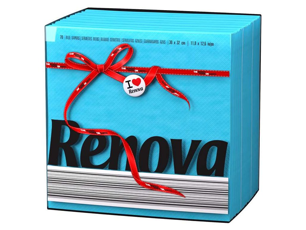 Levně RENOVA Papírové ubrousky RENOVA, 70 ks, 1 vrst. Barva: Modrá