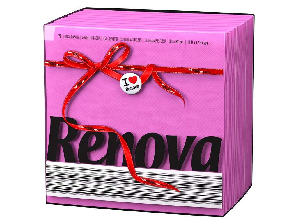 Levně RENOVA Papírové ubrousky RENOVA, 70 ks, 1 vrst. Barva: Růžová