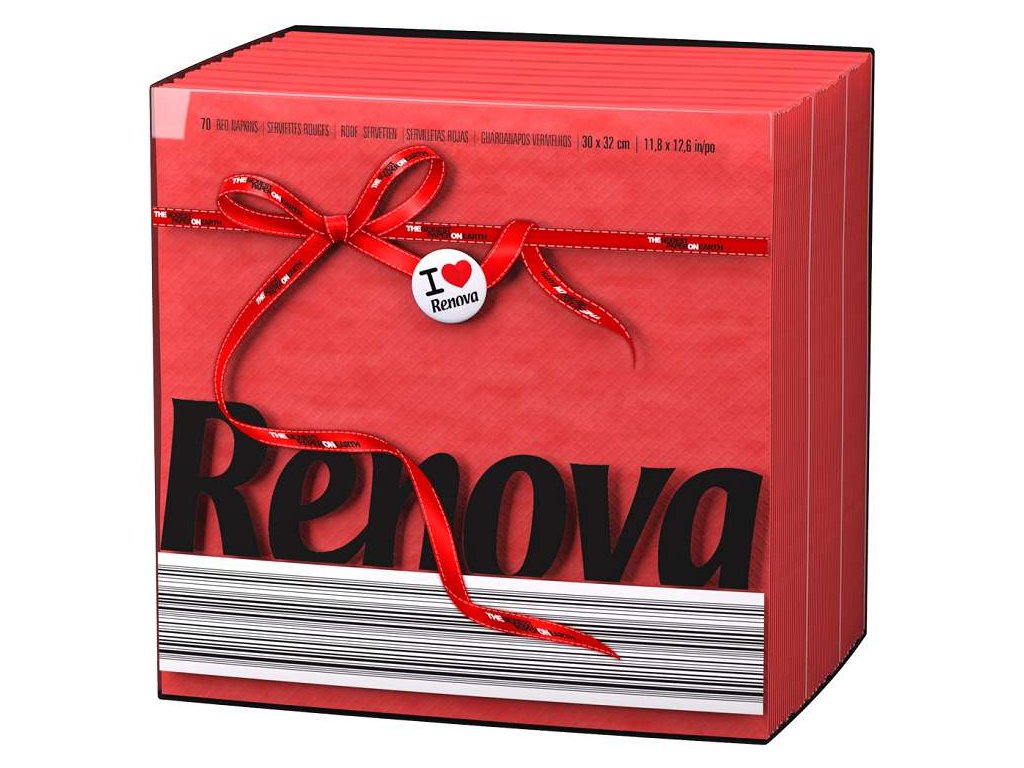 Levně RENOVA Papírové ubrousky RENOVA, 70 ks, 1 vrst. Barva: Červená