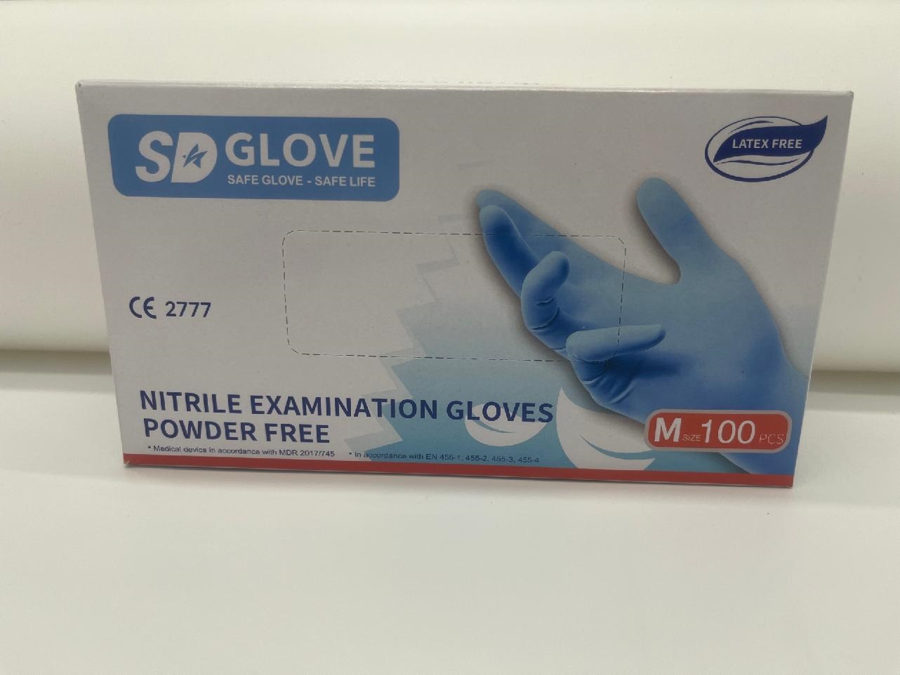 Levně SD Glove rukavice nitrilové 100 ks, modré, nepudrované
