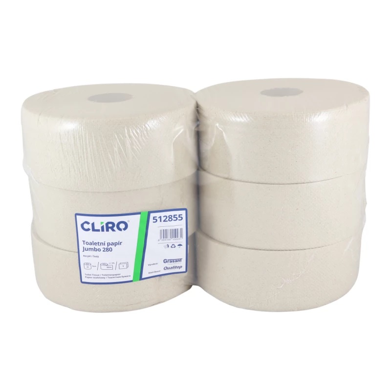 Toaletní papír JUMBO Ø 280, 6 rolí, 1 vrs., 300m, recykl
