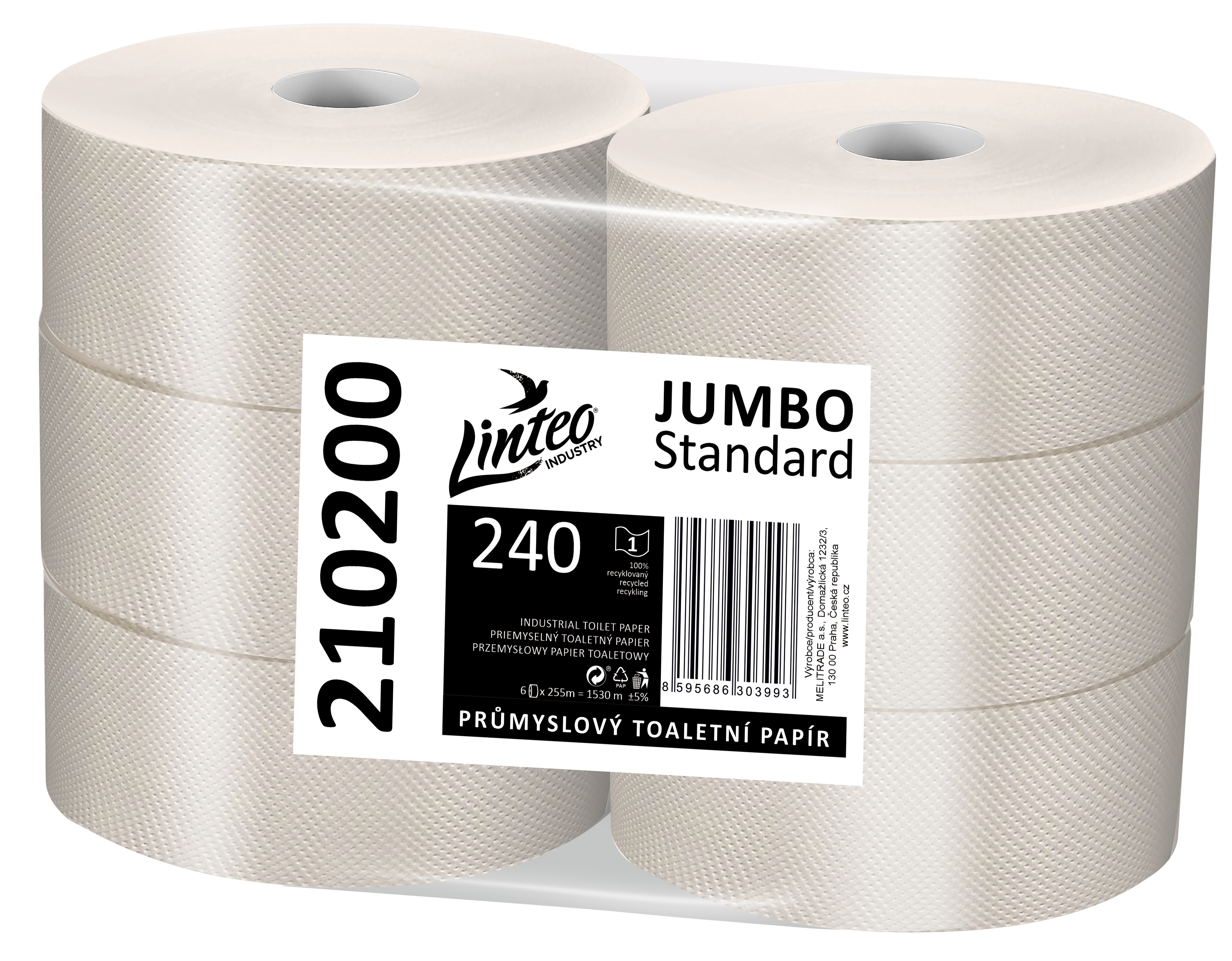 Linteo Toaletní papír JUMBO standard 240, 1 vrs., šedý recykl, GRAND