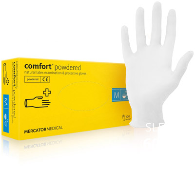 Mercator Medical Comfort jednorázové latexové pudrované 100 ks Rozměr: M