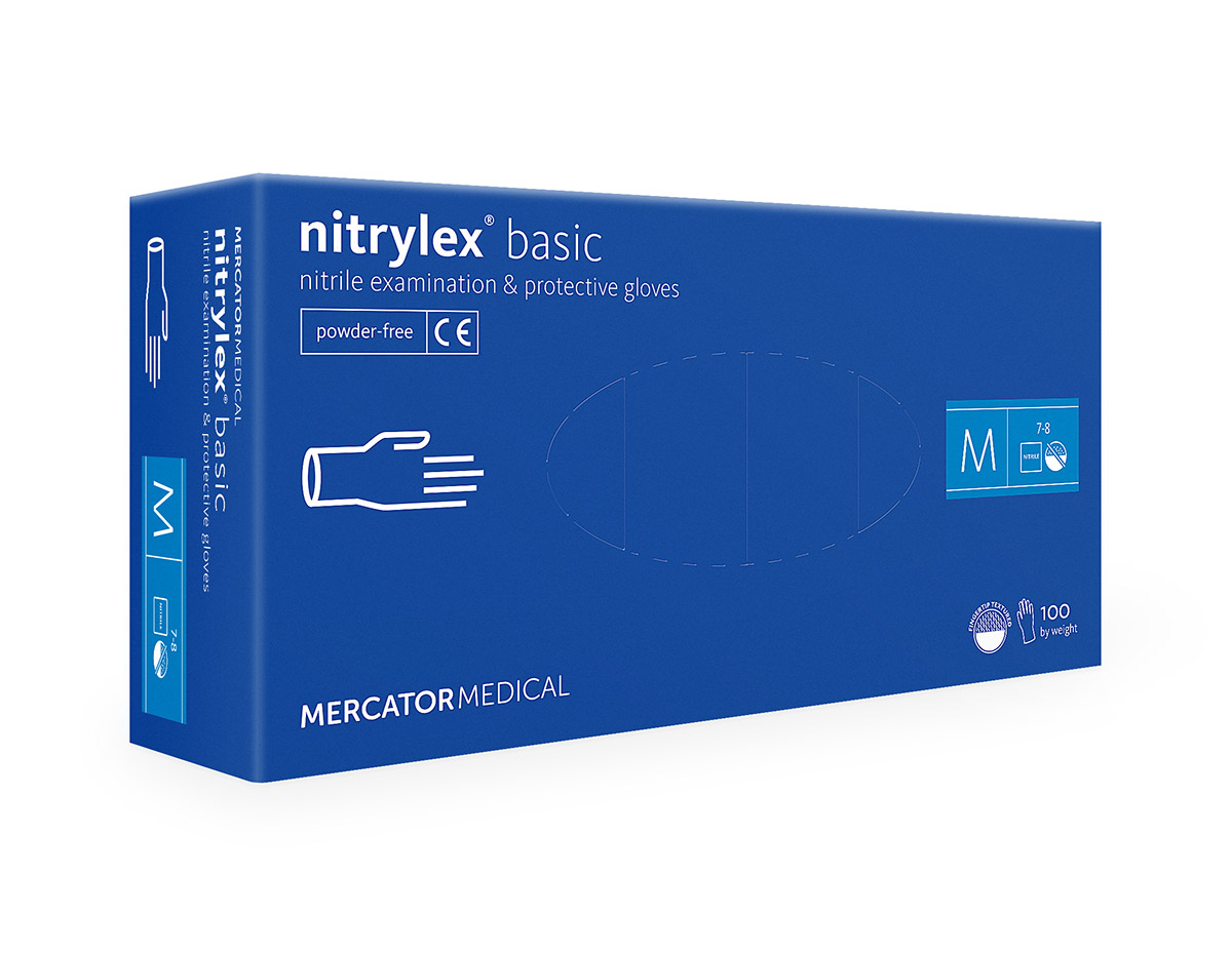 Jednorázové nitrilové rukavice Mercator Medical Nitrylex Basic modré 100 ks