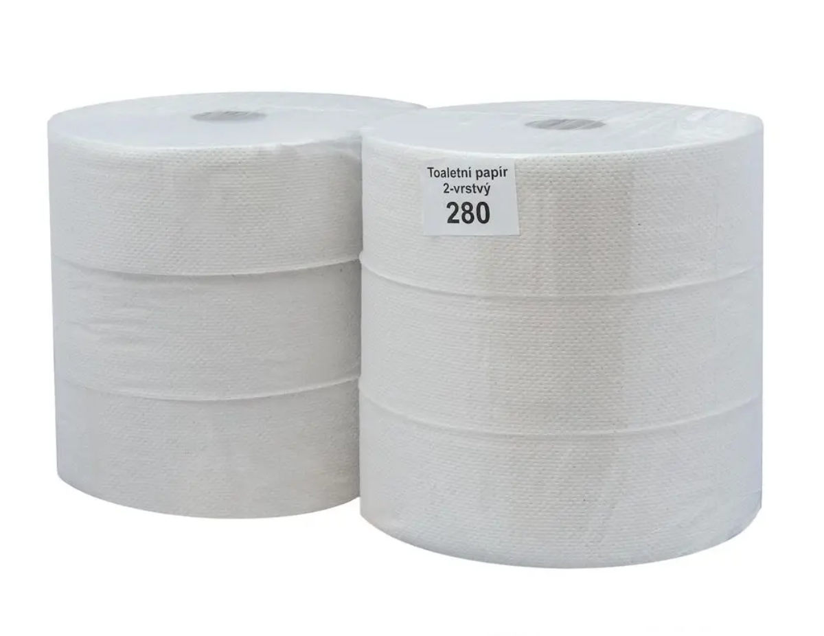 Toaletní papír JUMBO 280 2vrst. celuloza 250bm (6ks)