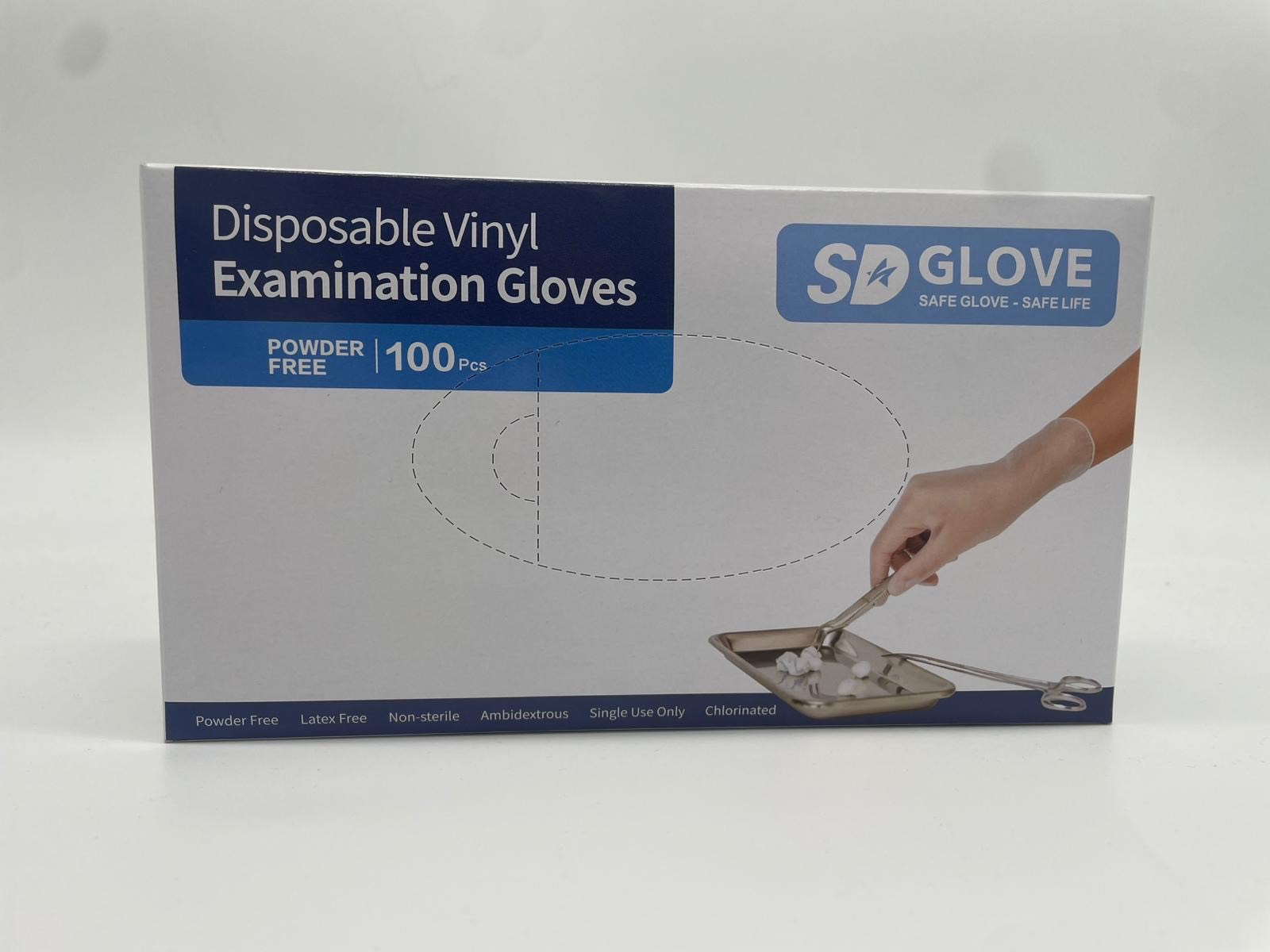 SD Glove rukavice vinylové 100 ks, bílé, nepudrované Rozměr: L