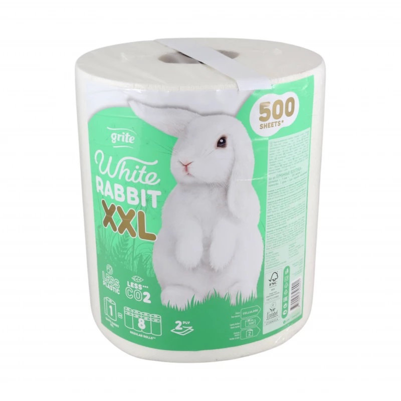 Kuchyňské utěrky Grite White RABBIT XXL, 1 role, 2 vrstvy