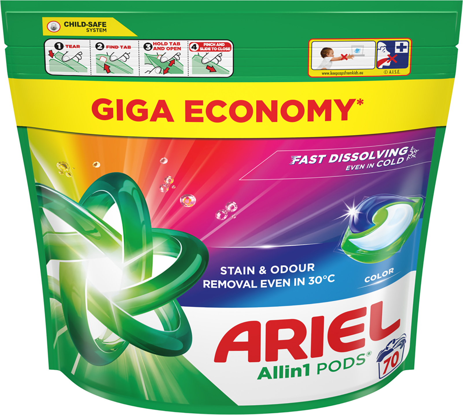 Kapsle na praní Ariel ALL in 1 Color, 70 PD