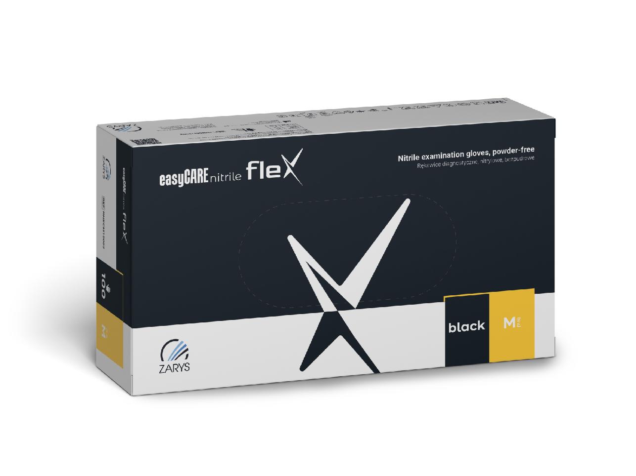 Levně Zarys easyCare flex rukavice nitrilové 100 ks, černé, nepudrované