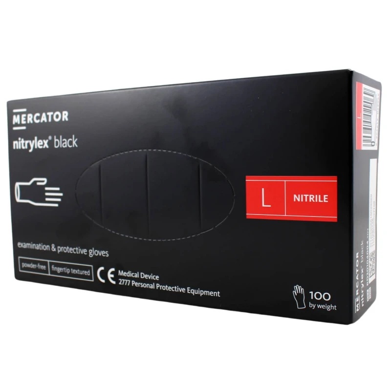 Levně Mercator Medical Nitrylex Black rukavice nitrilové 100 ks, černé, nepudrované