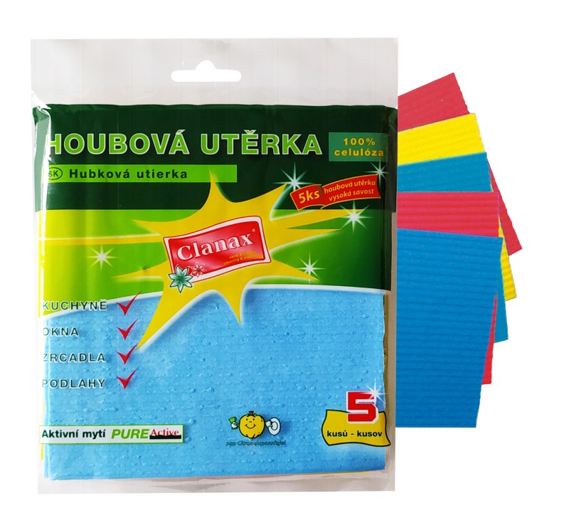 Clanax utěrka houbová, 5 ks