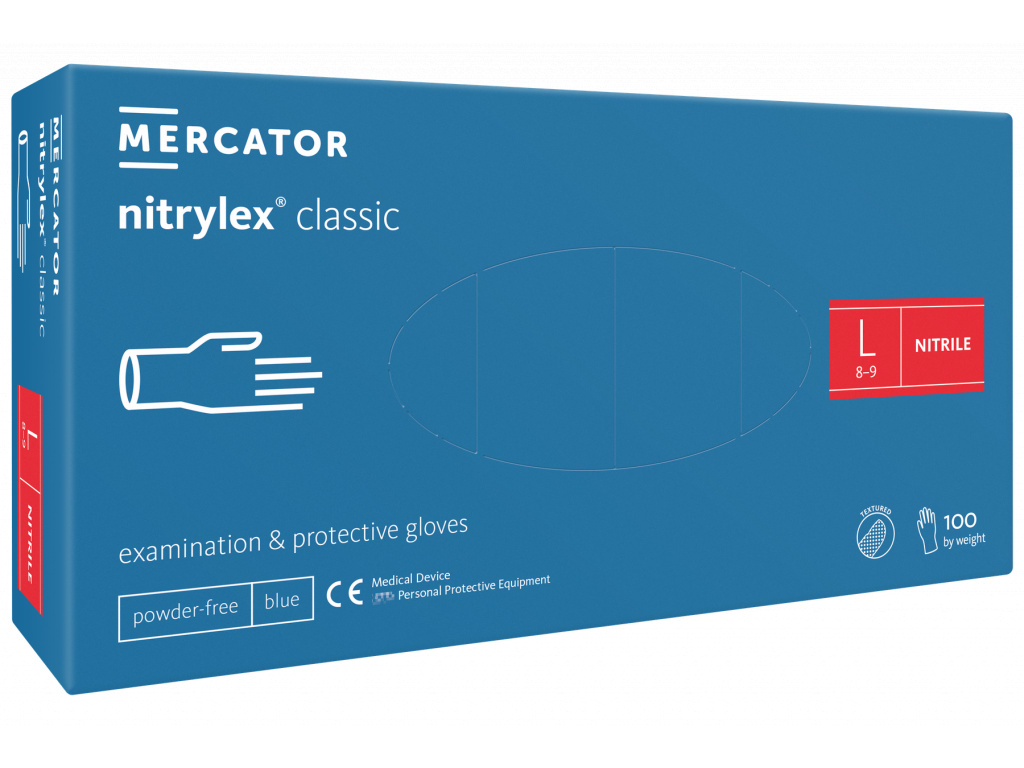 Levně Mercator Medical Nitrylex Classic modré 100 ks Rozměr: L