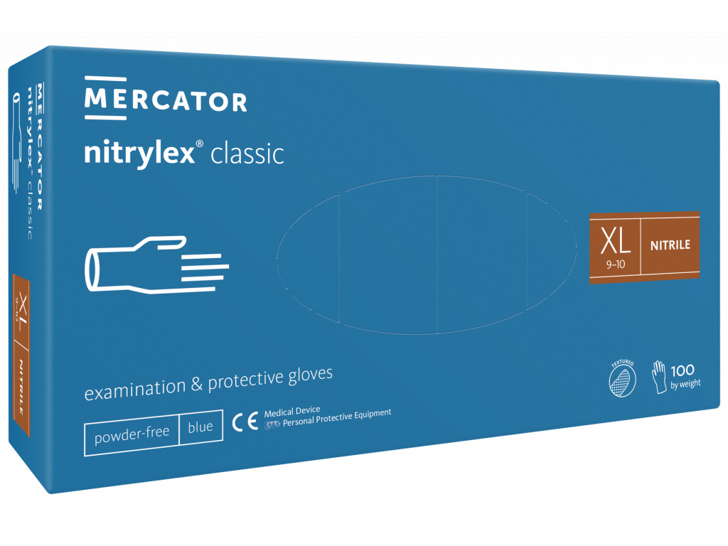 Levně Mercator Medical Nitrylex Classic modré 100 ks Rozměr: XL