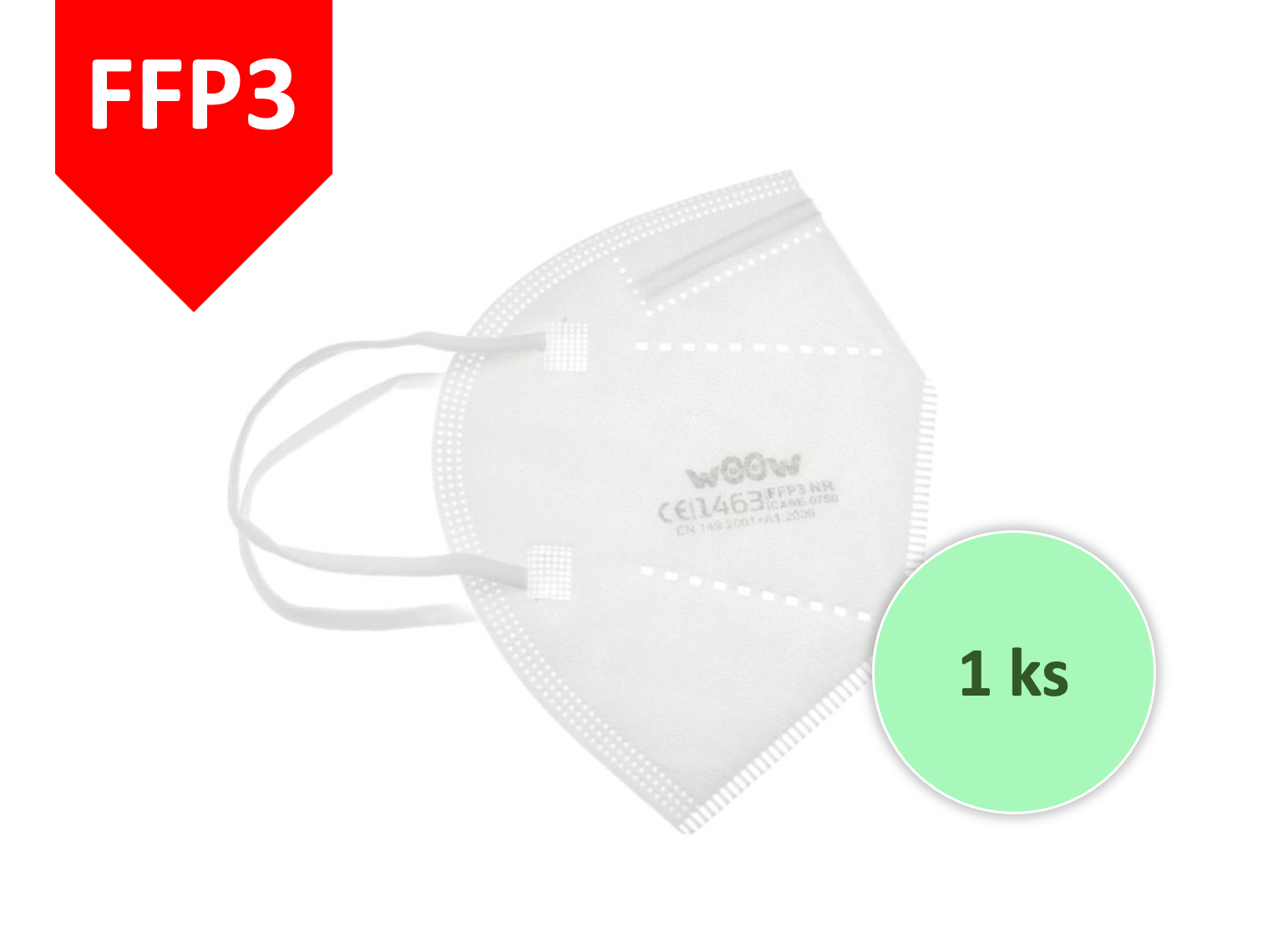WOOW respirátor FFP3, protective mask 1ks Balení: 1 ks - hygienický obal