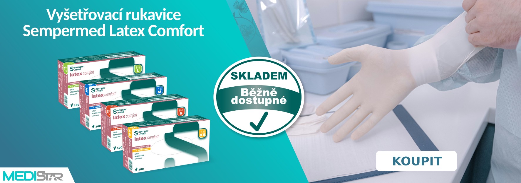 Sempermed Latex Comfort vyšetřovací rukavice