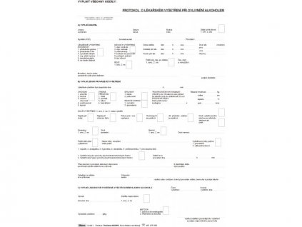 protokol o lékařské zkoušce o vyšetření na alkohol