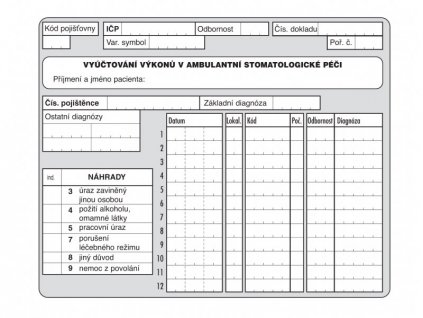 vyúčtování výkonů v ambulantní stomatologické péči