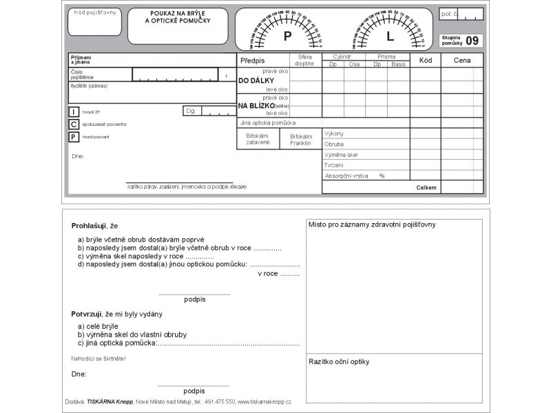 poukaz na brýle a optické pomůcky