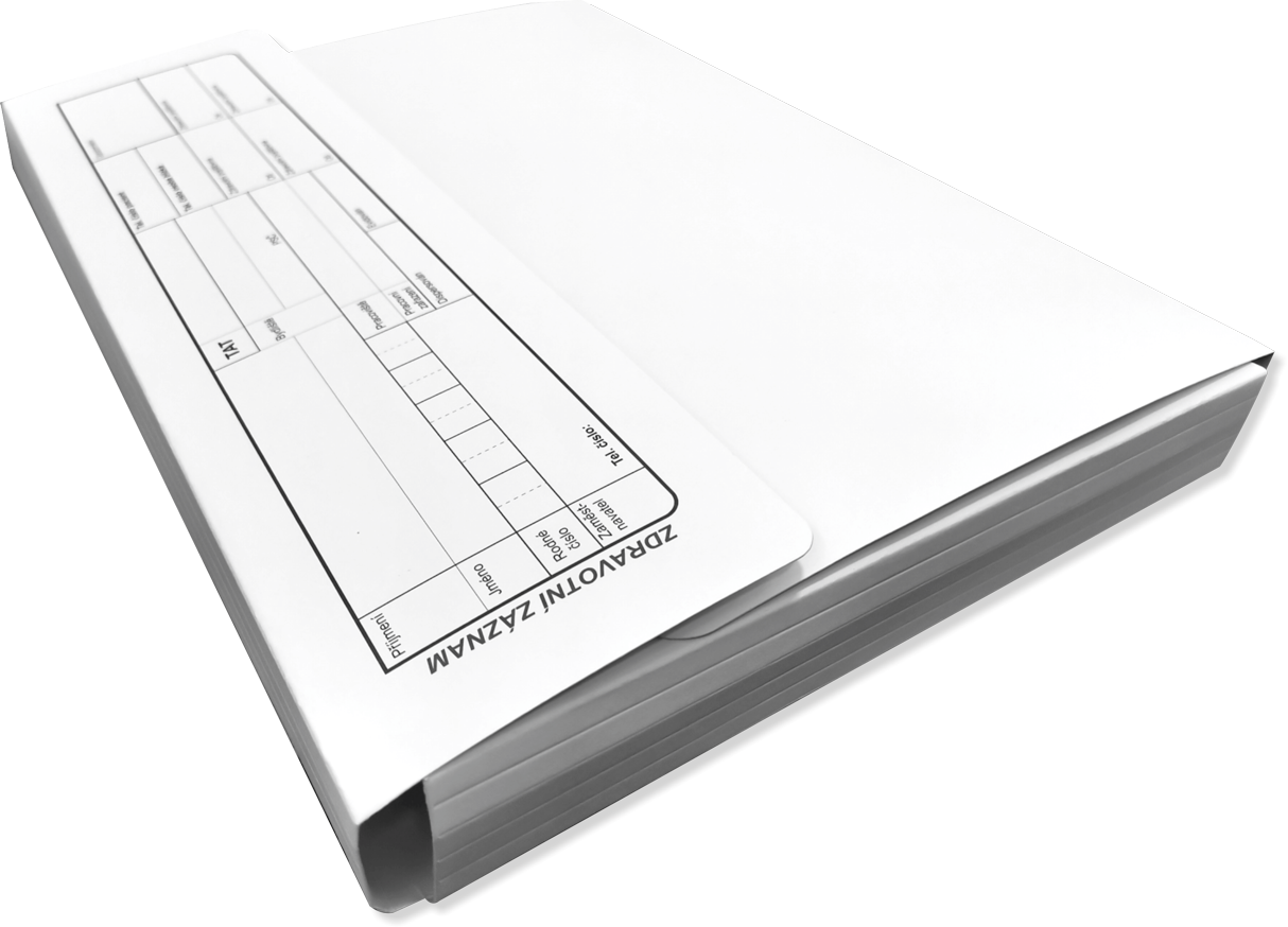 zdravotní záznam na obsáhlé dokumentace - desky - karton 23x31cm