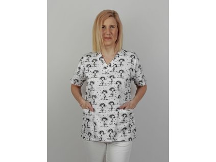 Ručne šitá zdravotnícka košeľa Dievčatko – pohodlná a štýlová