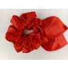 Elegantná gumička do vlasov – farba červená s mašličkou