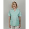 Kvalitná bavlnená košeľa pre zdravotníkov v jemnej zelenej farbe, ručne šitá.
