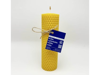 Svíčka ze včelího vosku - válcová 15cm - větší průměr